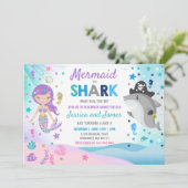 Mermaid And Shark Birthday Invitation Pool Party (Standing Front)