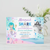 Mermaid And Shark Birthday Invitation Pool Party (Standing Front)