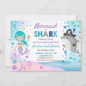 Mermaid And Shark Birthday Invitation Pool Party (Front)
