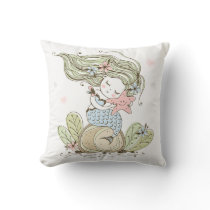 Mermaid And Starfish Nursery Kid's Throw Pillow