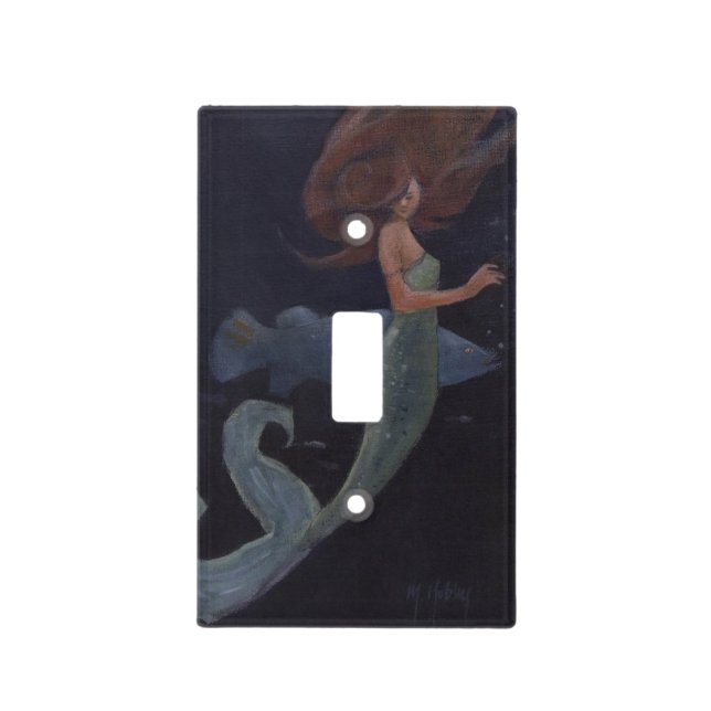 Mermaid and the Blue Fish Light Switch Cover (Front)