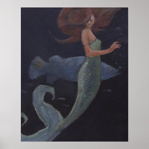 Mermaid and the Blue Fish Poster