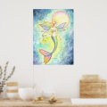 Mermaid and the Moon Bubble Fantasy Art Poster | Zazzle