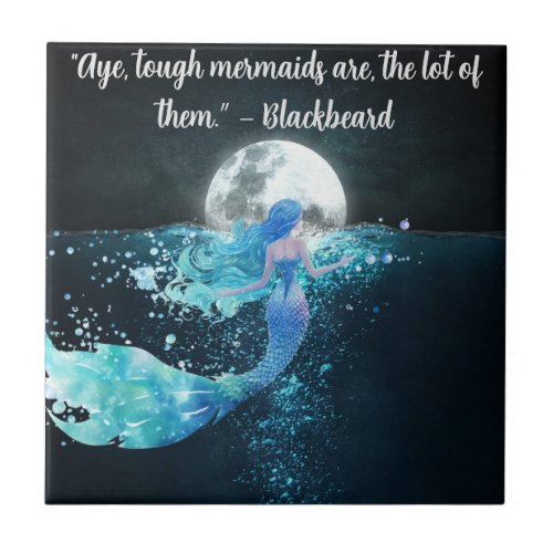  Mermaid and the Moon Ceramic Tile