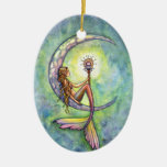 Mermaid And The Moon Fantasy Art Ceramic Ornament at Zazzle
