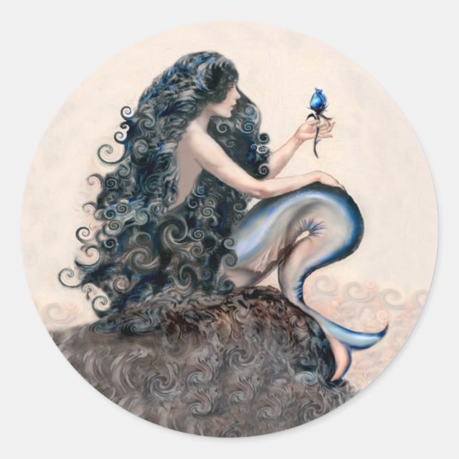 Mermaid and the Rose Classic Round Sticker (Front)