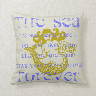 Mermaid and the Sea Throw Pillow