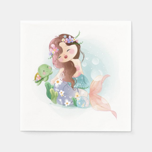 Mermaid and Turtle  Napkins (Front)