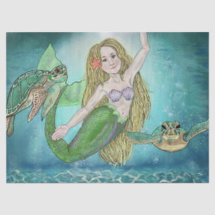 Mermaid and Turtles Moonlit Dance Tissue Paper