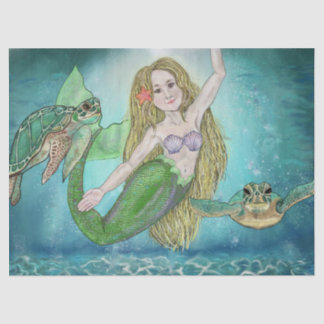 Mermaid and Turtles Moonlit Dance Tissue Paper