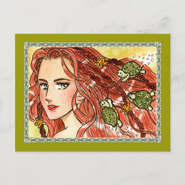 Mermaid and turtles postcard (Front)