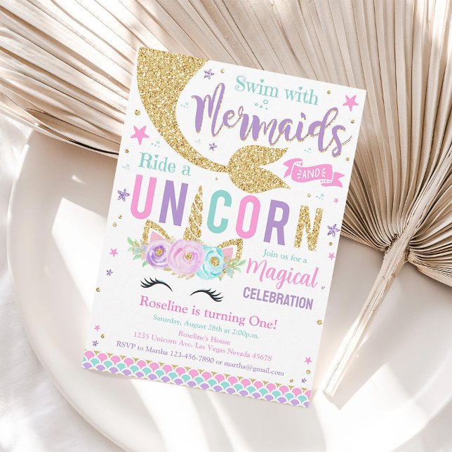 Mermaid and Unicorn Birthday Invitation (Creator Uploaded)