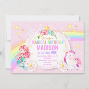 Mermaid and Unicorn Magical Birthday Invitation
