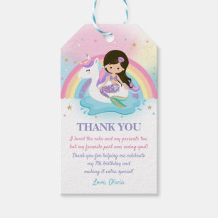 Mermaid and Unicorn Pool Birthday Party Thank You Gift Tags