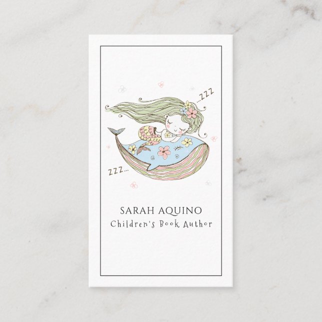 Mermaid And Whale Children's Author Writer Business Card (Front)