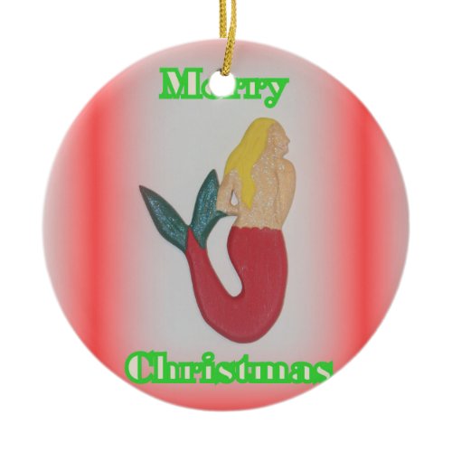 mermaid and whale Christmas ornament