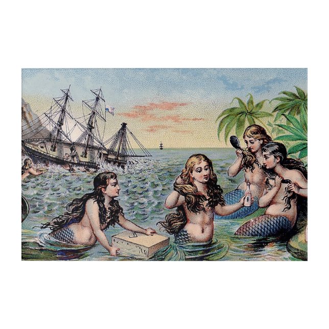 Mermaid Antique Magic Nautical Ocean Acrylic Print (Front)
