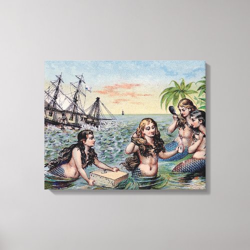 Mermaid Antique Magic Nautical Ocean Canvas Print