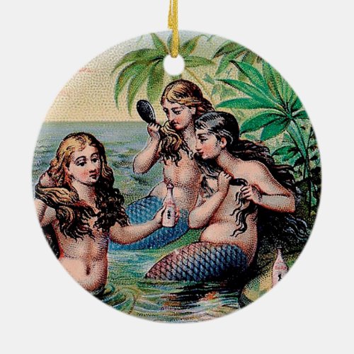 Mermaid Antique Magic Nautical Ocean Ceramic Ornament