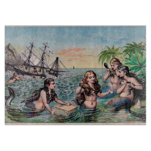 Mermaid Antique Magic Nautical Ocean Cutting Board