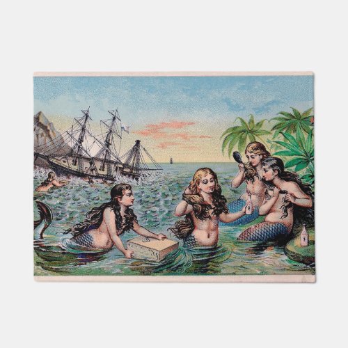 Mermaid Antique Magic Nautical Ocean Doormat
