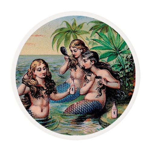 Mermaid Antique Magic Nautical Ocean Edible Frosting Rounds