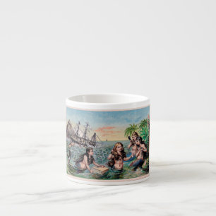 Mermaid Antique Magic Nautical Ocean Espresso Cup