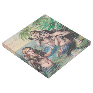 Mermaid Antique Magic Nautical Ocean Gallery Wrap