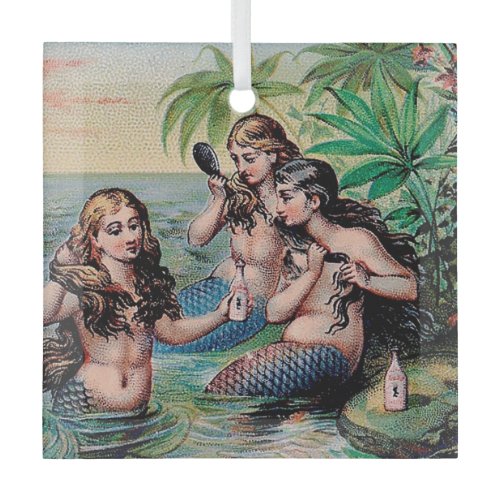 Mermaid Antique Magic Nautical Ocean Glass Ornament