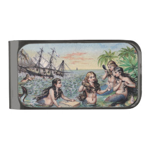 Mermaid Antique Magic Nautical Ocean Gunmetal Finish Money Clip