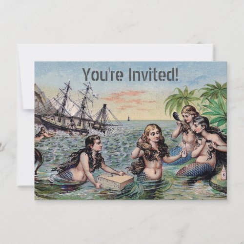 Mermaid Antique Magic Nautical Ocean Invitation