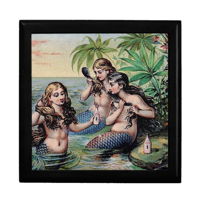 Mermaid Antique Magic Nautical Ocean Jewelry Box (Front)