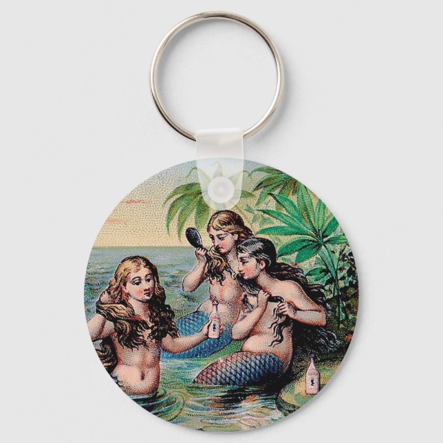 Mermaid Antique Magic Nautical Ocean Keychain (Front)