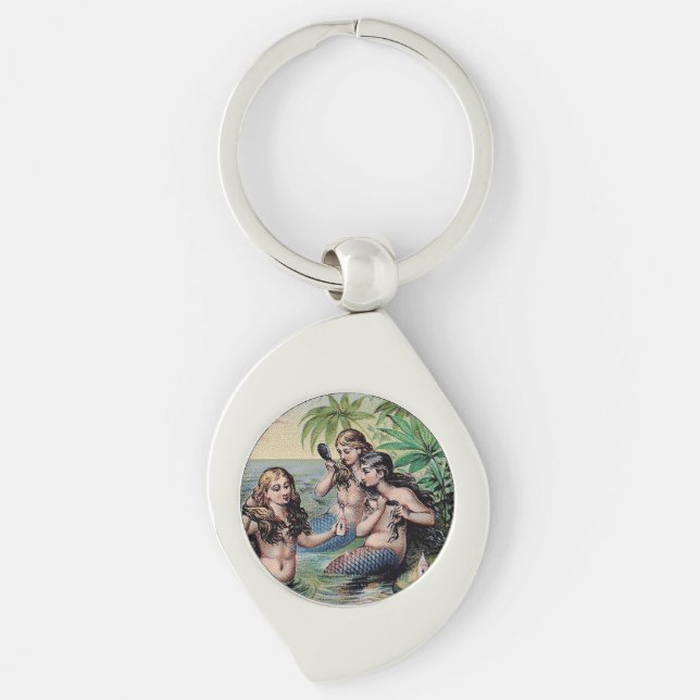 Mermaid Antique Magic Nautical Ocean Keychain (Front)