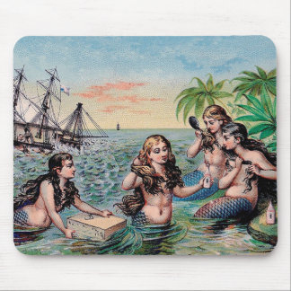 Mermaid Antique Magic Nautical Ocean Mouse Pad