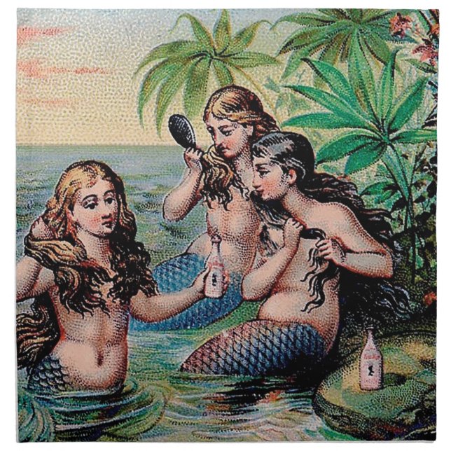 Mermaid Antique Magic Nautical Ocean Napkin (Front)