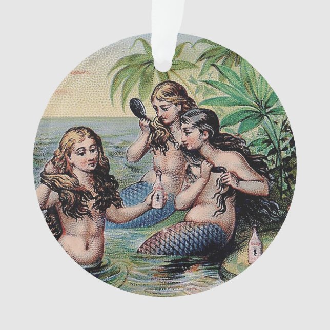 Mermaid Antique Magic Nautical Ocean Ornament (Front)