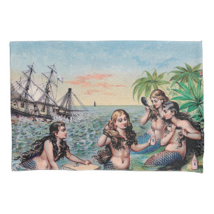 Mermaid Antique Magic Nautical Ocean Pillowcase
