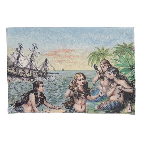 Mermaid Antique Magic Nautical Ocean Pillowcase