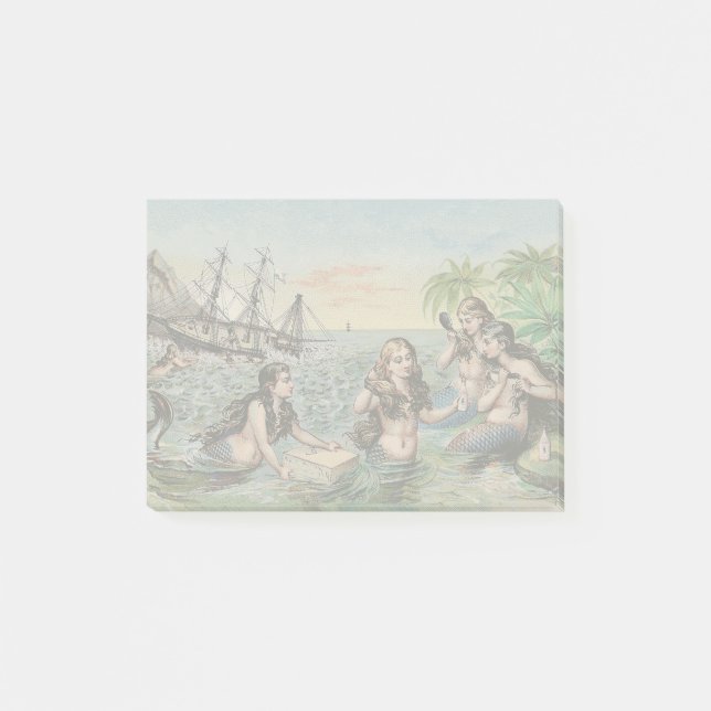 Mermaid Antique Magic Nautical Ocean Post-it Notes (Front)