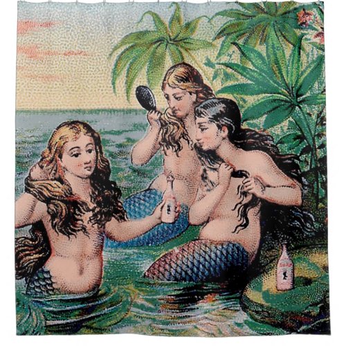 Mermaid Antique Magic Nautical Ocean Shower Curtain