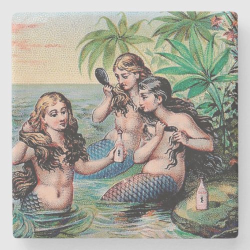 Mermaid Antique Magic Nautical Ocean Stone Coaster