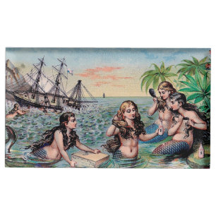 Mermaid Antique Magic Nautical Ocean Table Number Holder