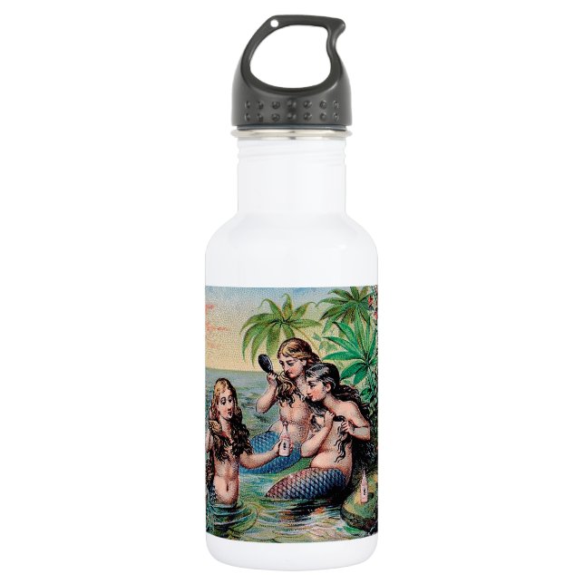 Mermaid Antique Magic Nautical Ocean Water Bottle (Front)