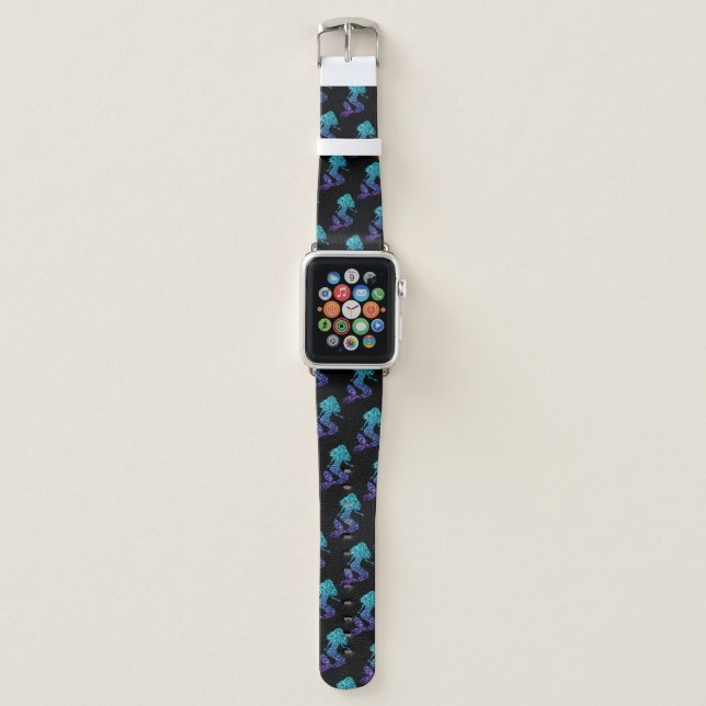 Mermaid aqua blue ombre Sparkles pattern black Apple Watch Band (Front)