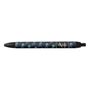 Mermaid aqua blue ombre Sparkles pattern Monogram Pen