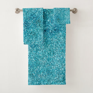 Mermaid Aqua Glitz Glitter Bath Towel Set