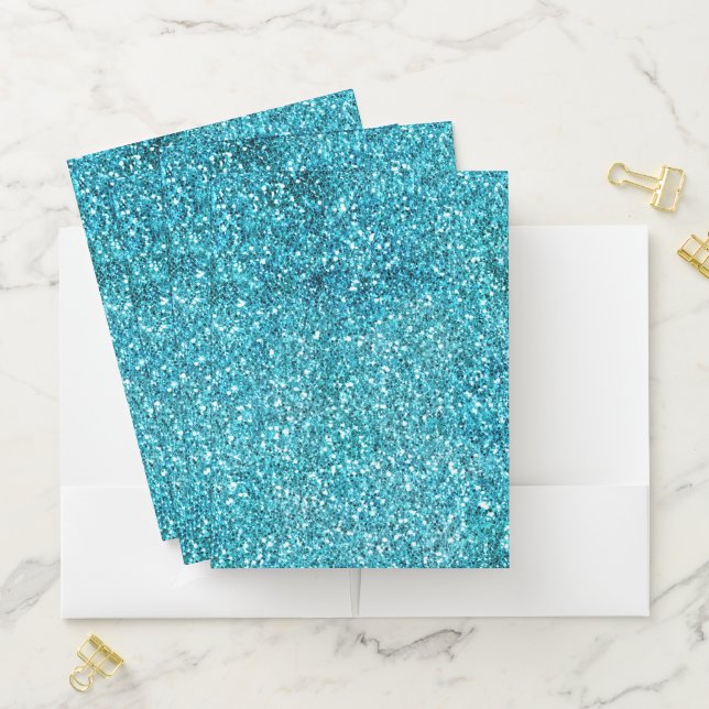 Mermaid Aqua Glitz Glitter    Pocket Folder (In Situ)