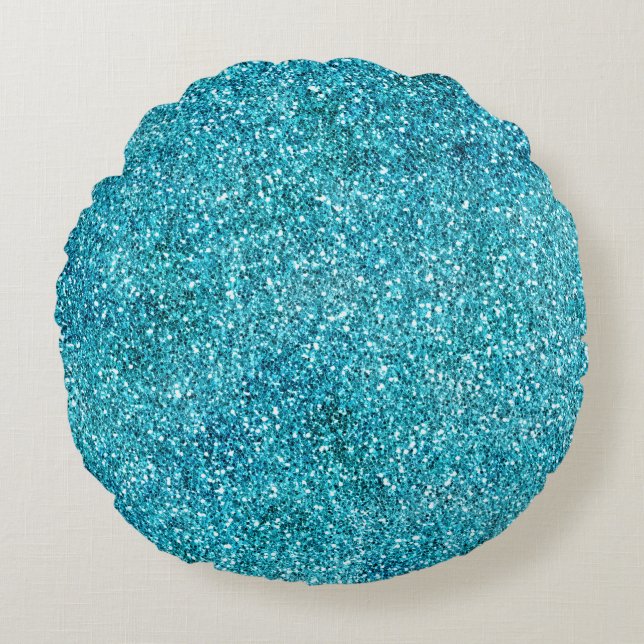 Mermaid Aqua Glitz Glitter  Round Pillow (Front)