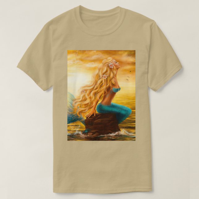 Mermaid at sunset in the sea T-Shirt (Design Front)